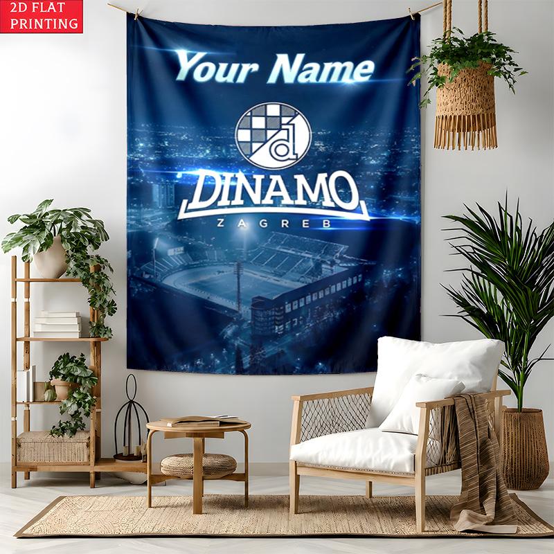 GNK Dinamo Zagreb Custom Name Tapestry Personalized Wall Art Hanging Bohemian Home Decor for Bedroom Dorm Living Room