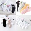 5 Pairs Socks Women Cartoon Cute Ankle Casual Socks Female Color Cotton Breathable Sports Socks Hipster Fruit Heart Print