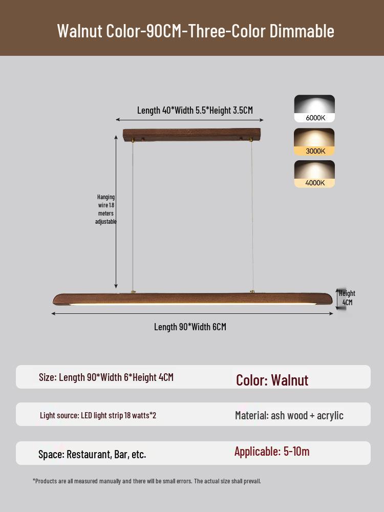 White Ash Solid Wood Zen Chandelier for Dining Room, Tea Room, Bar Counter, or Office Desk