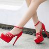 Red Women's Sandals Shoes Summer 2025 Sexy Platform High Heels Luxury Straps Red White Wedding Dance Fetish Shoe Ladies Big Size
