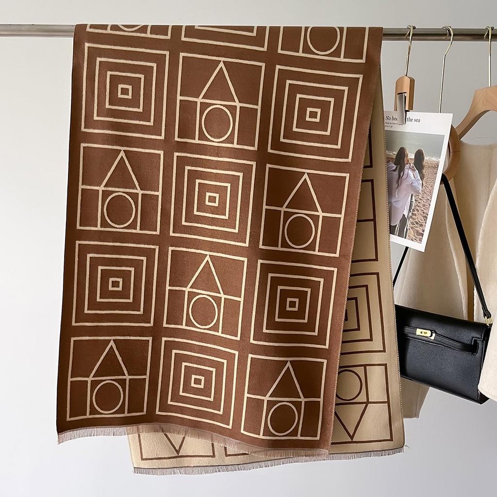 Winter Women Print Warm Scarf Cashmere Pashmina Double Sided Scarves Shawls Female Thick Blanket Wrap Bufanda Stole Echarpe