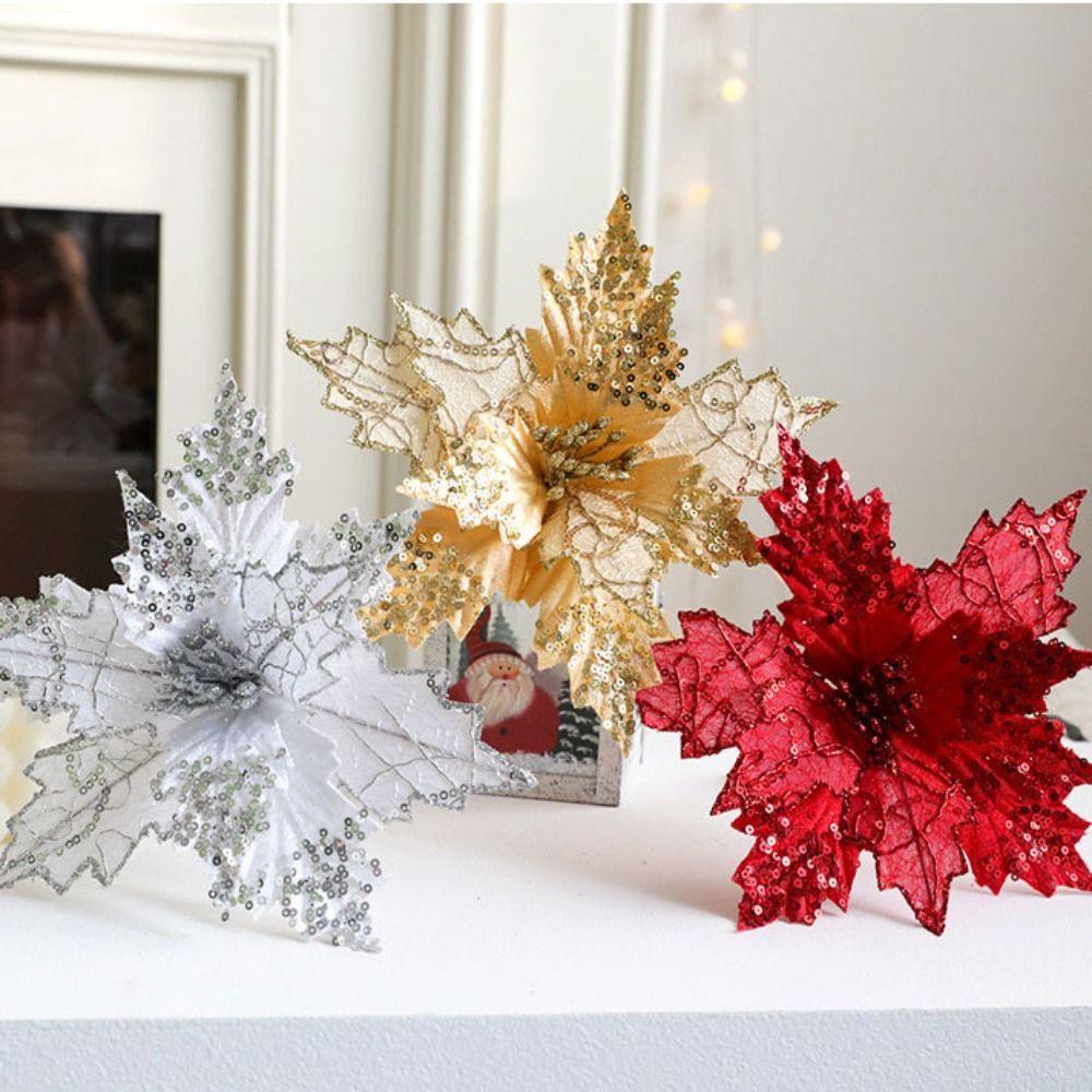 20cm Christmas Flowers Colorful Christmas Tree Pendant Glitter Christmas Hanging Ornament Navidad