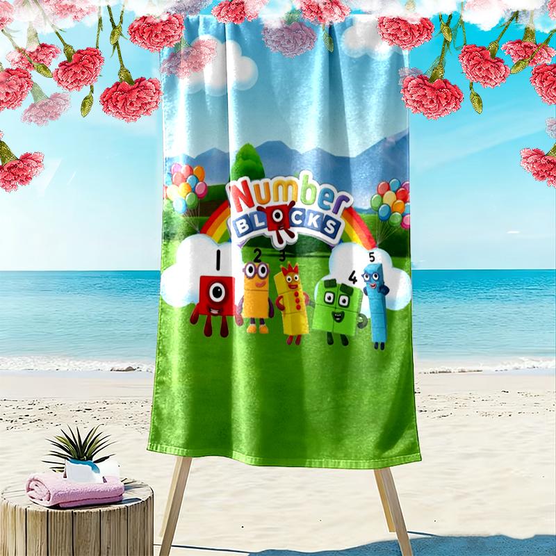 Numberblocks Print Beach Towel, Large Soft Quick Dry Towel for Beach Camping Swimming