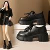 Женские лоферы на платформе 20025 новая осенняя обувь универсальные черные туфли на плоской подошве не устают британские маленькие кожаные туфли