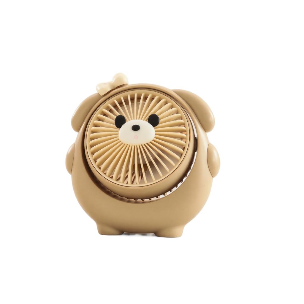 Portable USB Rechargeable Desktop Fan Small Personal Fan with Cute Dog Shape Design for Office Home Travel Use Quiet Operation