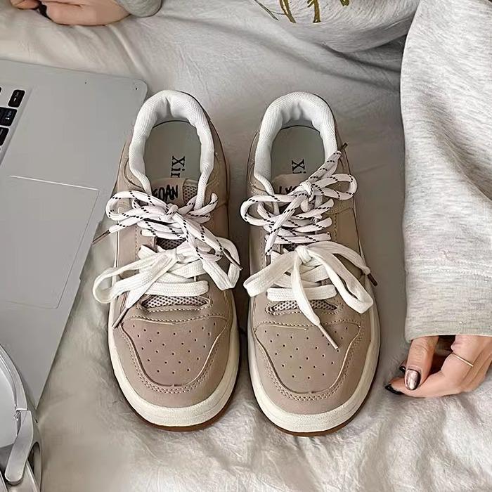 Fashion Casual Retro Versatile Thick Baseplate Shoes Women's 2025 New Spring and Autumn Lightweight Heightening Sports Little White Shoes