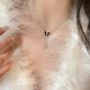 Pure Desire Wind Black Butterfly Tassel Necklace Women'S Trend Sweater Chain Versatile Clavicle Chain Accessories