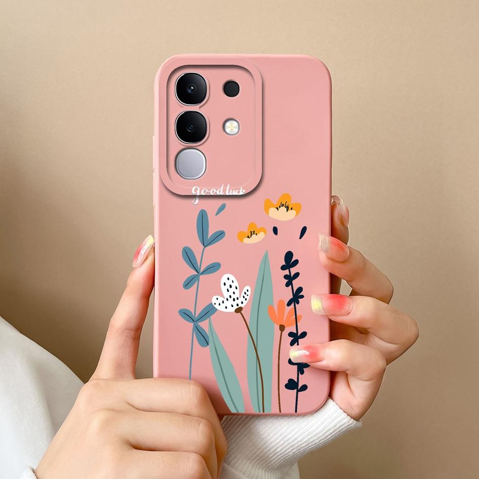 Чехлы для телефона для Vivo Y29 Y29S Y 04 T4x 4G 5G Милый панда кактус Жидкий силикон Защитная крышка для Vivo Y29 Y 29S Y04 T 4x Capa