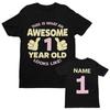 PERSONALISED Girls 1st Birthday T Shirt Awesome 1 Year Old NAME AND AGE ON BACK