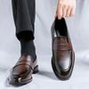 Physical Shooting Spring New Business Casual Style Black Brown Pointed Leather Loafers For Men's Daily Office Wear Slip-On Shoes