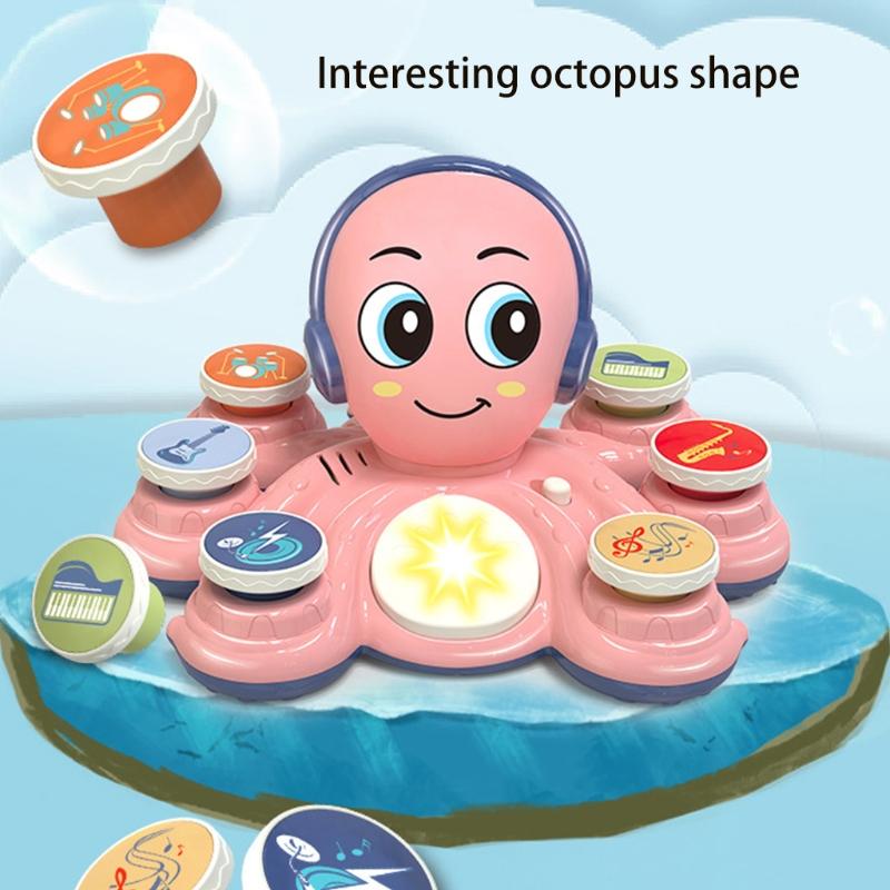 Детская звуковая игрушка Электрический многофункциональный барабан 3-в-1 для малышей с 28 мелодиями и светом Детская развивающая игрушка