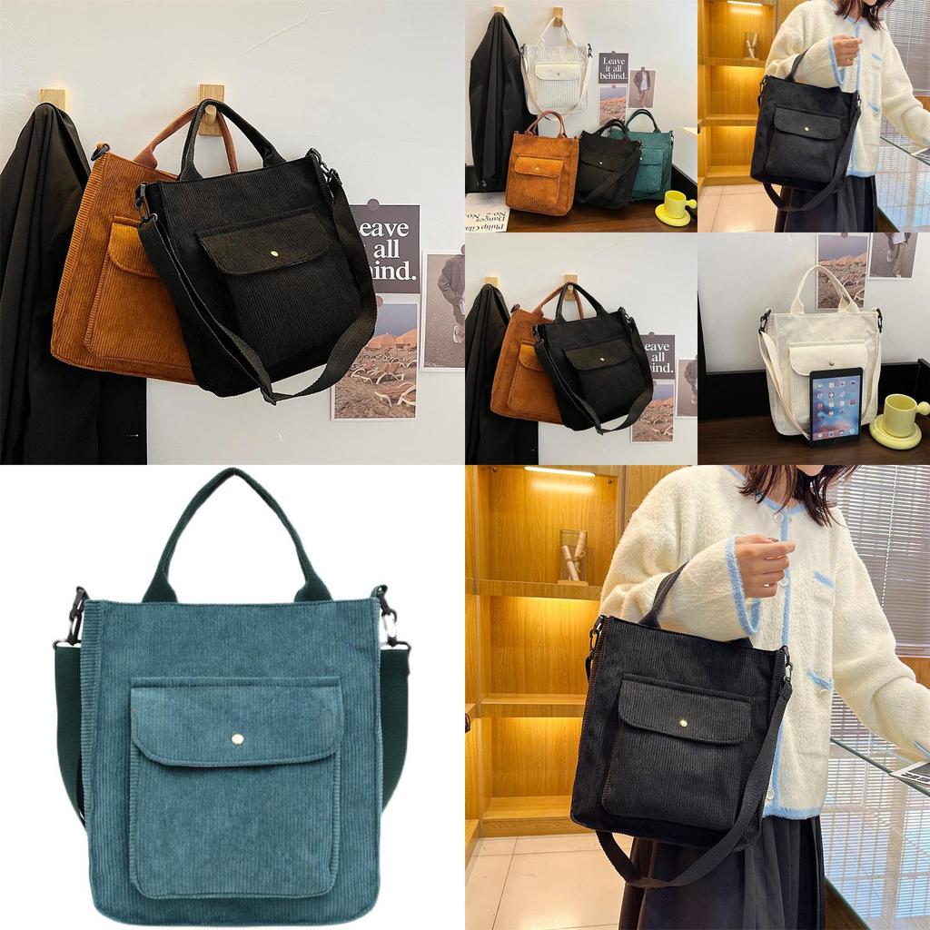 Minimalist Japanese Style Canvas Shoulder Bag For College Students With Zipper Closure