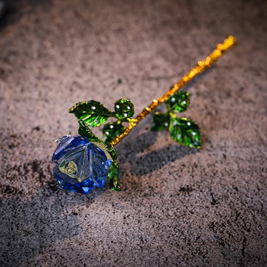 Юшенг Искусственный хрустальный розовый орнамент Имитация цветочной ветки Свадебное украшение Женщине Жене Подруге Юбилей День святого Валентина День матери