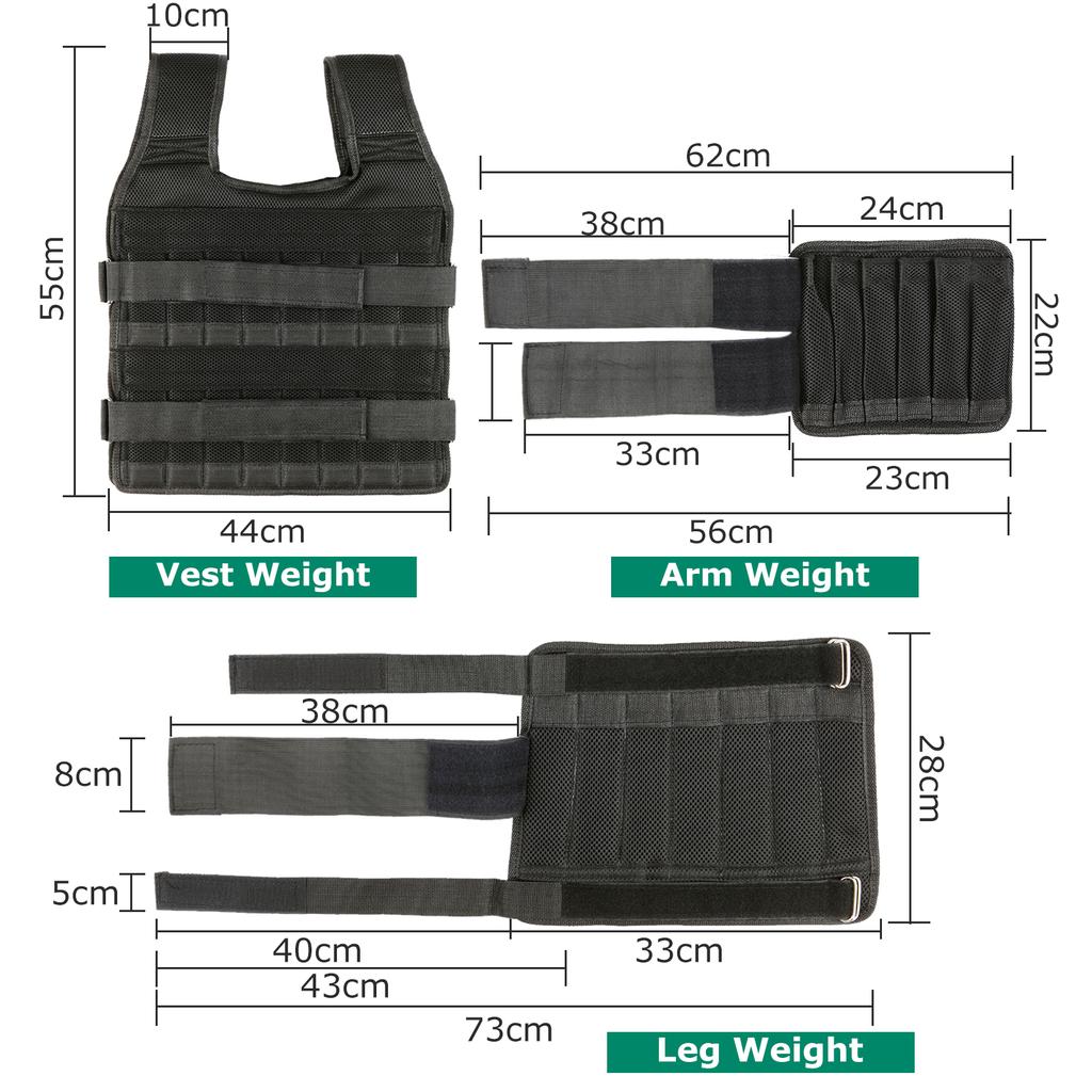 Max Loading 15kg 35kg Adjustable Vest Weight Exercise Weight Loading Cloth Strength Training with 6kg Leg Weight 5kg