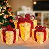 3PCS Christmas Lighted Gift Boxes Outdoor Indoor Christmas Decorations Christmas Tree Snowflake Present with Bows Xmas Decor