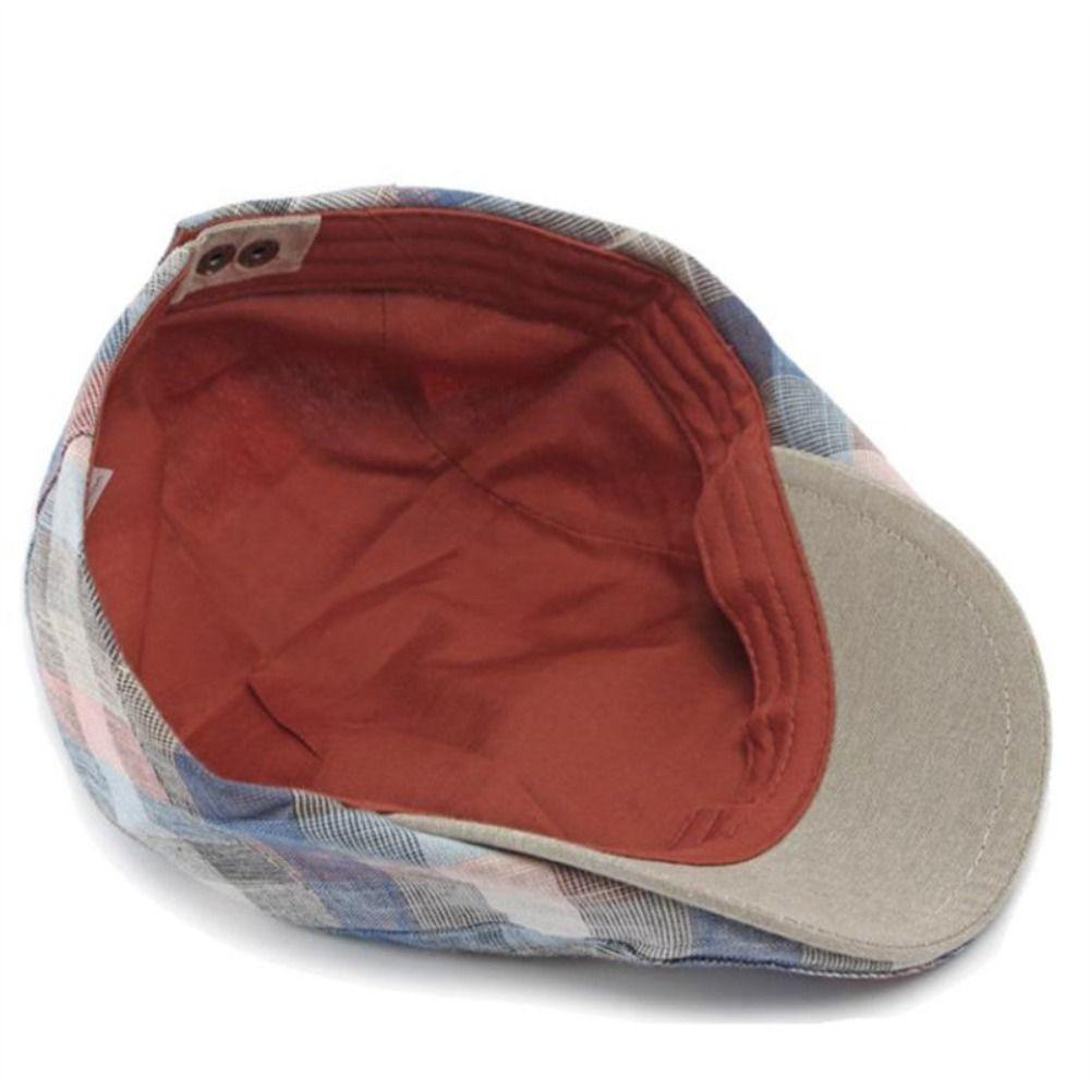 New Flat Top Newsboy Caps Adjustable Plaid Pattern Peaked Cap Cotton Hip Hop Style Painter Beret Hats Four Seasons Wear