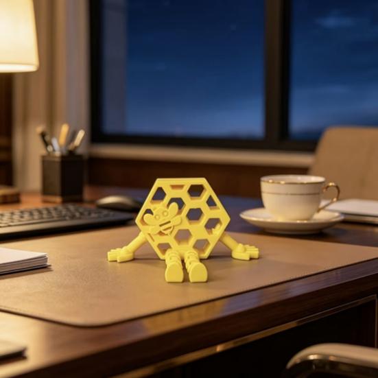 3D Printed Honeycomb Bee Ornament, with Flexible Leg Joint Design, Durable PLA Articulated Toy, No Assembly Needed Toy for Kids Bee Lovers