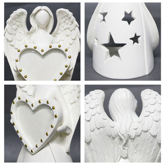 Фоторамка в виде ангела, настольная фигурка ангела, держатель для фотографий, подсвечник в виде ангела с электронной свечой, памятный подарок