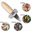 Portable Stainless Steel Seafood Scallop with Wooden Handle Oyster Knives Sharp-edged Shucker Shell Seafood Opener Kitchen Tools