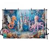 Underwater World Backdrop Summer Mermaid Ocean Castle Kid Birthday Party Cake Smash Decor Banner Photography Background