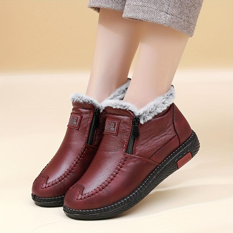 Женские зимние ботинки Нескользящая подошва Толстая амортизирующая стелька и Мягкая теплая зимняя обувь для пожилых женщин Зимние ботинки