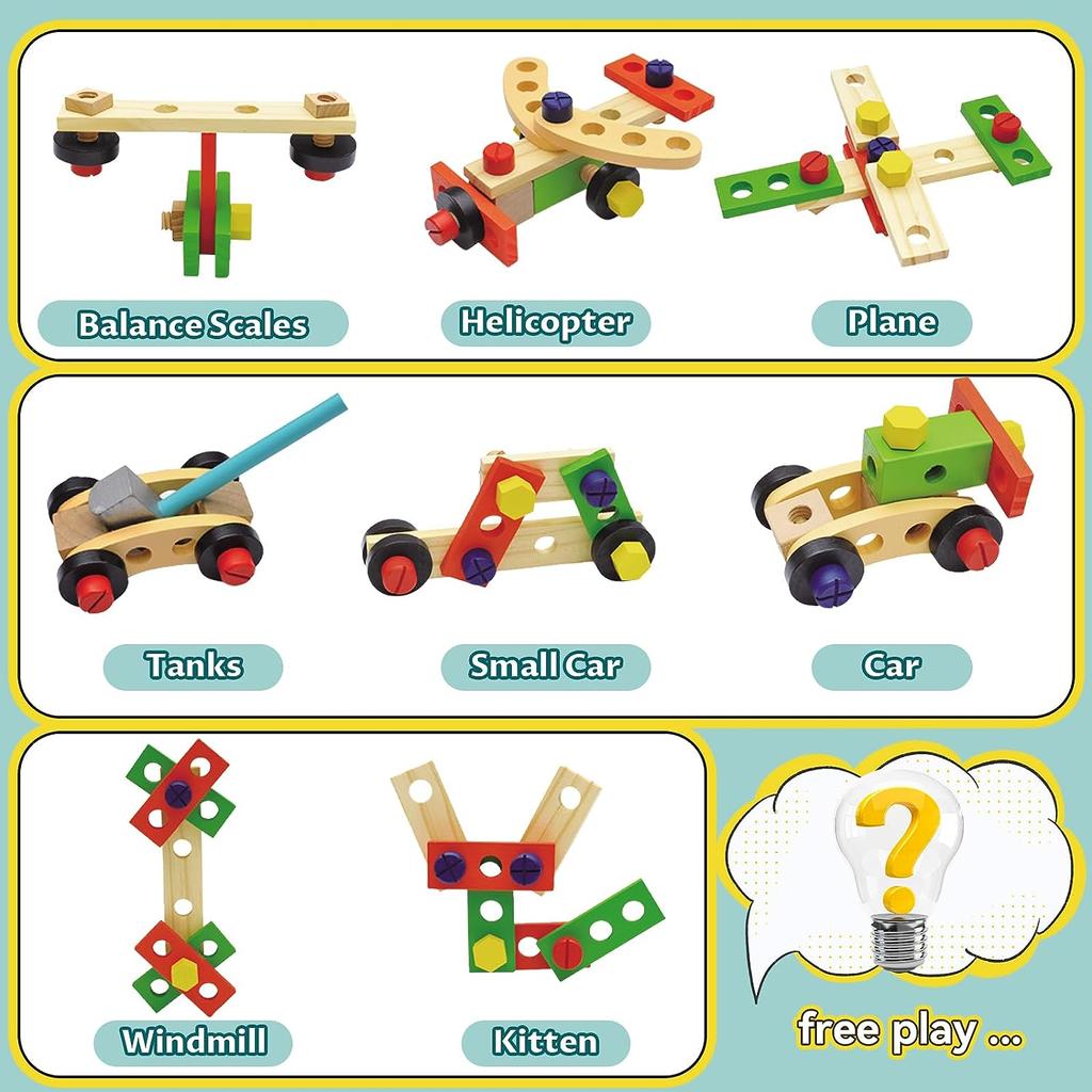 Children's Wooden Toy Tool Box Montessori Toy Educational Games Tool Box Children Children's Toy From Gift Girls Boys 2 3 4 5 6 Years 34 Pieces