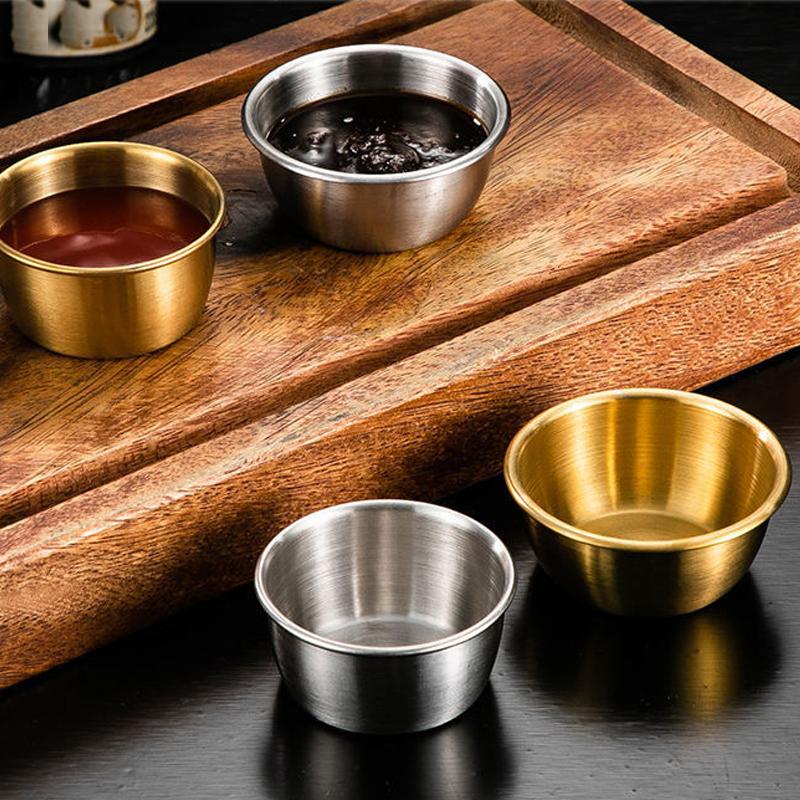 Небольшая тарелка для приправ из нержавеющей стали 304, кухонная чаша для соуса, миска для кетчупа, тарелки для закусок, суши, уксус, соевый соус, блюдце