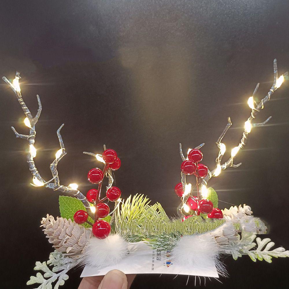 Make Up With Led Light Flower Branch Twig Women Hair Clip Korean Style Hair Clip Christmas Antlers Hairpin Hair Accessories