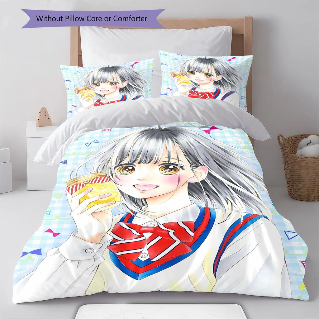 Honey Lemon Soda Pattern Bedding,Quilt Set Quilt Cover Pillowcase Home Birthday Gift (1 * duvet cover + 2 * pillowcase, without core)