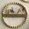 Wood Bead Rope Wall Decoration Boho Farmhouse Rustic Round Plants Display Frame Wall Art