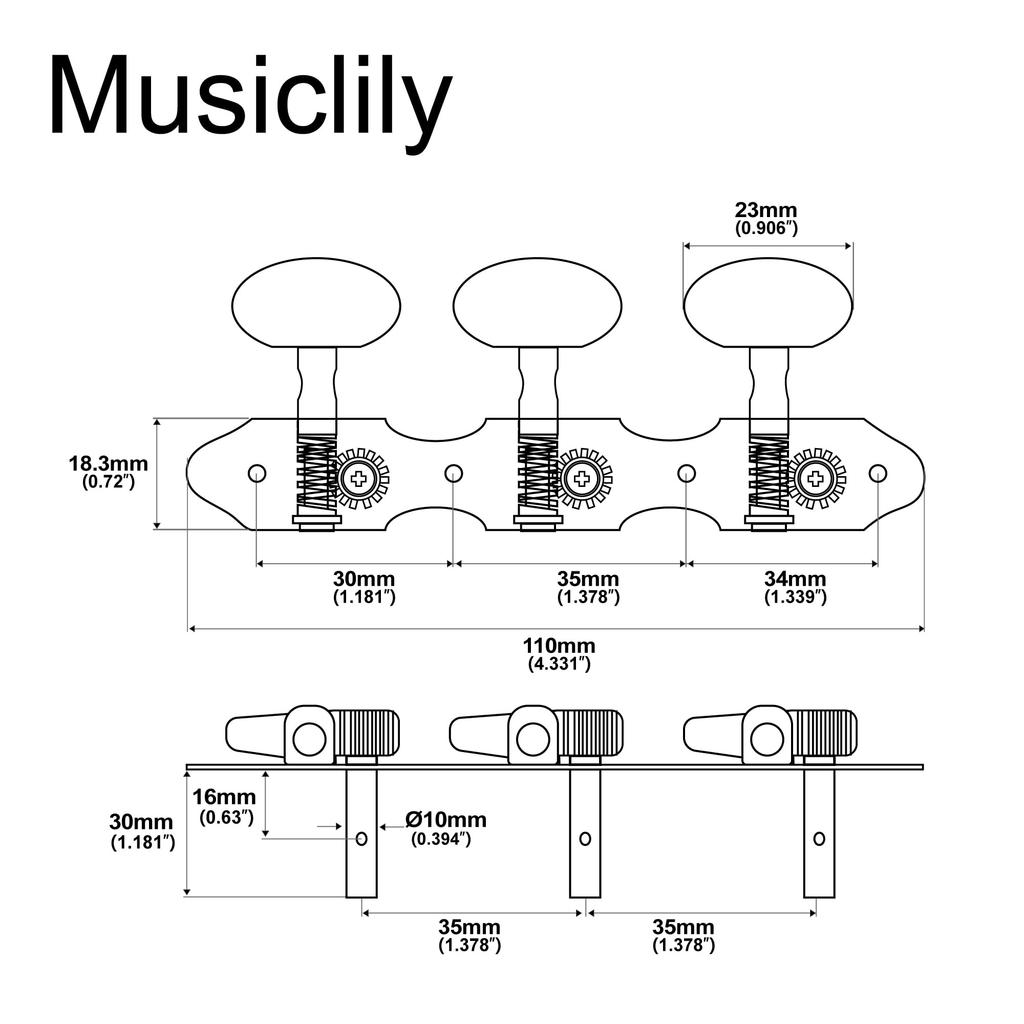Musiclily Pro Классическая гитара 35 мм Колки Baker Antique Brass, Тональность, Тип,