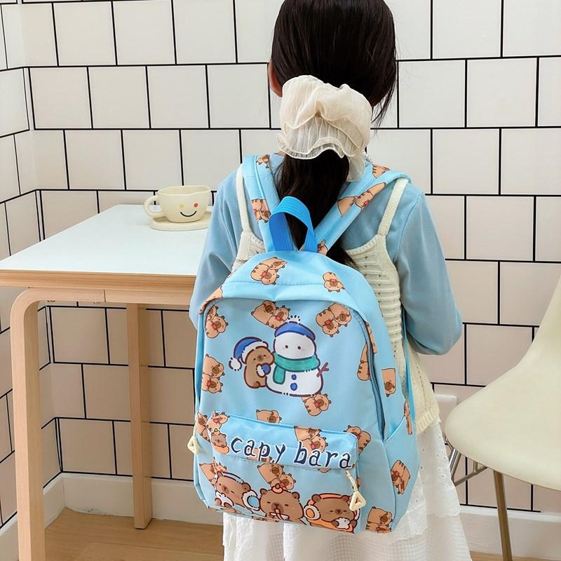 Kindergarten Primary School Students Schoolbag Cute Kapibara Boys And Girls Backpack Foreign Style Large Capacity Children'S Backpack Tide
