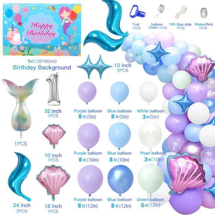 Balloon Decoration Birthday Girl 1 Year Rainbow Balloons Mermaid Decorations for Birthday Girl