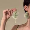 Серьги-цветы из органзы с кисточками Модные ювелирные изделия Подарок Длинные серьги с кисточками Женские