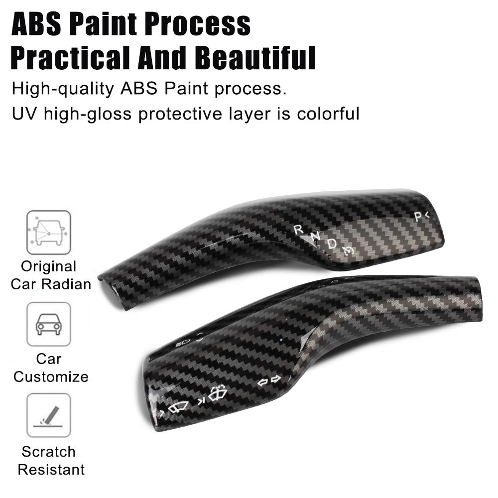 Interior Remodel Carbon Fiber Car Column Shift Knob Cover Decor Armor Steering Rod For Tesla Model 3 Y ABS