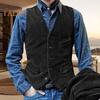Мужской жилет с V-образным вырезом, без рукавов, однобортный жилет, однотонный, приталенный, вельветовый жилет в стиле ретро с карманами