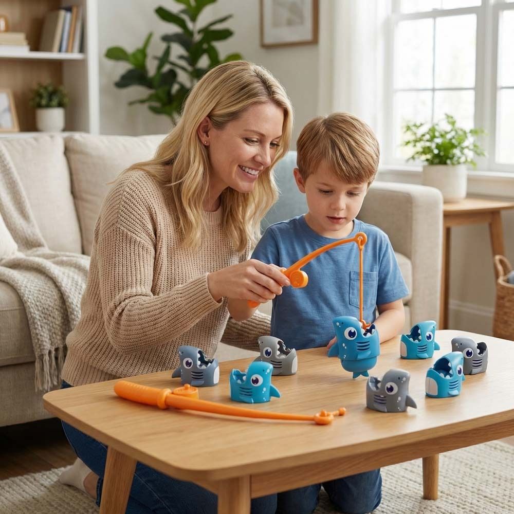 Fishing Rod Electric Fishing Toy Set Fishing Dish Fishing Game Toys  Halloween Birthday Gift