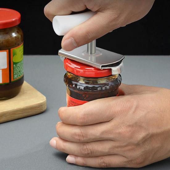 Arthritis Jar Opener Stainless Steel Lid Remover Gear Design Ergonomic Can Opener for Lids 1" to 4" Grip Easy Twist