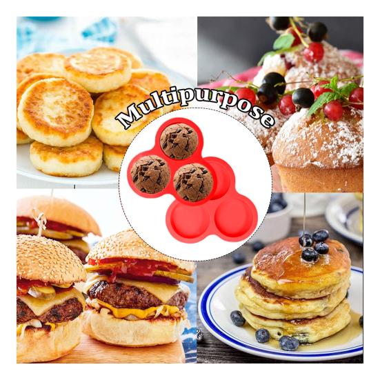 Silicone Cake Mold for Air Fryer 3 Cup Jumbo Round Muffin Top Pans BPA-Free Omelette Baking Mold for Egg Cakes Muffins Tarts Pancakes