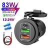 NEW 4 Ports Dual PD Dual QC 3.0 USB Car Charger with Voltmeter Socket Power Outlet Adapter Waterproof for 12V/24V Car Boat
