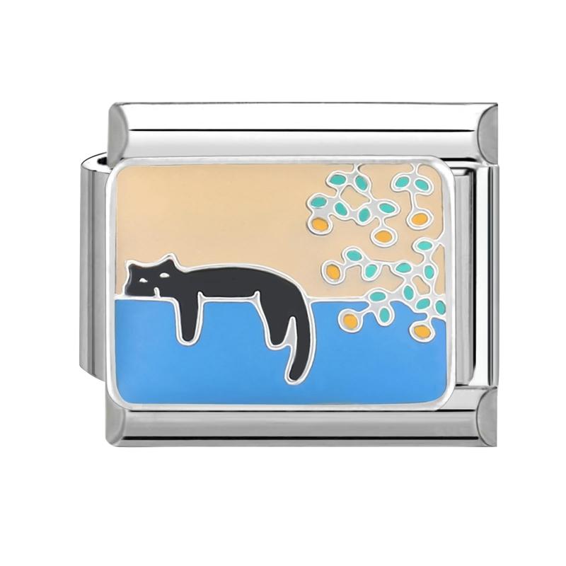 Синий Клетчатый Бабочка Дьявольские Глаза Цветы Кошка Сердце Итальянские Шармы Звенья Подходят для Браслета из Нержавеющей Стали 9 мм Женщины DIY Изготовление Подарки