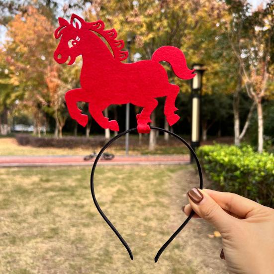 1/3Pcs 2026 New Year Headband Red Horse Headband Festive Spring Festival Party Hairband Holiday Selfie Prop