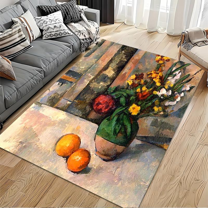 Floral Vase with Oranges in Artistic Design Non-slip rug suitable for living room and bedroom sofas