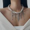 Multi Layered Elegant Imitation Pearl Beaded Necklace Fashion Tassel Chain Heart Pendant Clavicle Necklaces Jewelry Collar Girls Party
