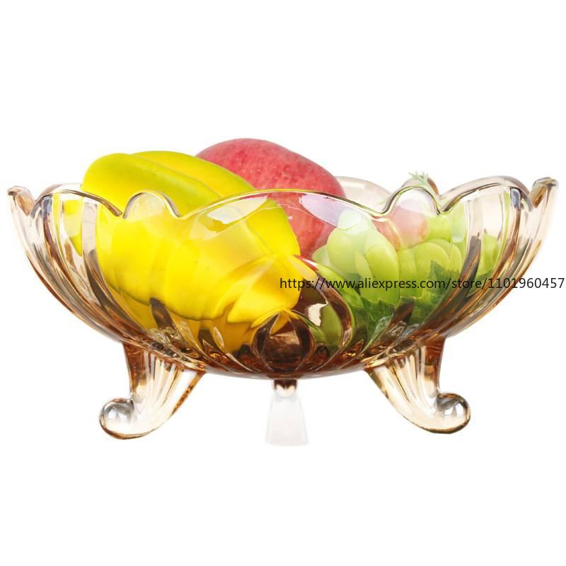 Янтарная большая стеклянная фруктовница в европейском стиле без свинца