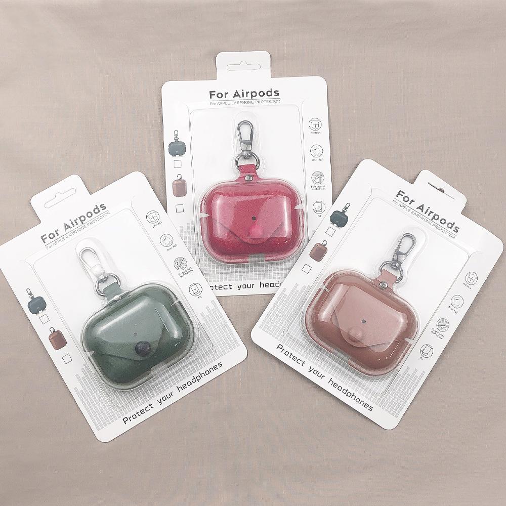 Compatible with Apple AirPods Pro Bluetooth earphone covers, 1st generation protective case with hook cowhide case, shockproof soft case