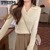 Autumn/Winter Polo Collar Sweater for Women Knitted Bottom Top Niche Design Sense Interior
