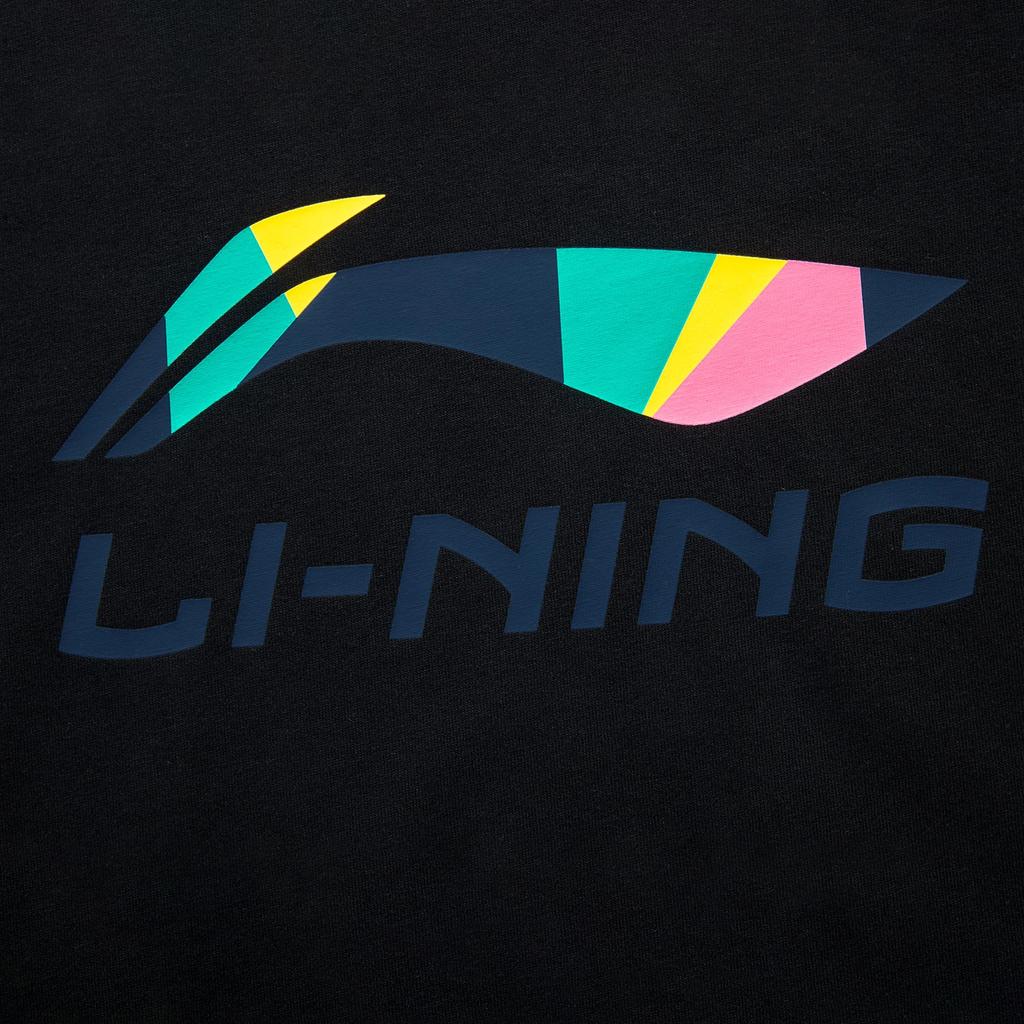 Li Ning Letter Print Versatile Round Neck Short Sleeve Casual Sports Suit Unisex Suits Black AHSVD61-2+YAPV001-1