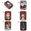 Cute Christmas Tinplate Gift Box Mini Santa Claus Tinplate Box Metal Candy Box  Party Favors