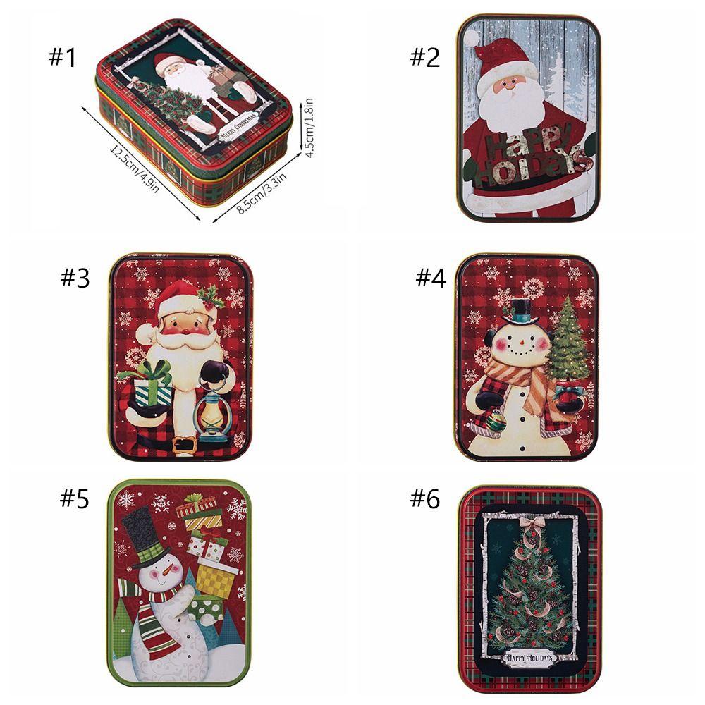Cute Christmas Tinplate Gift Box Mini Santa Claus Tinplate Box Metal Candy Box Party Favors